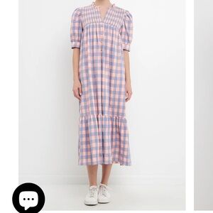 English Factory Pastel Pink and Blue Midi Dress